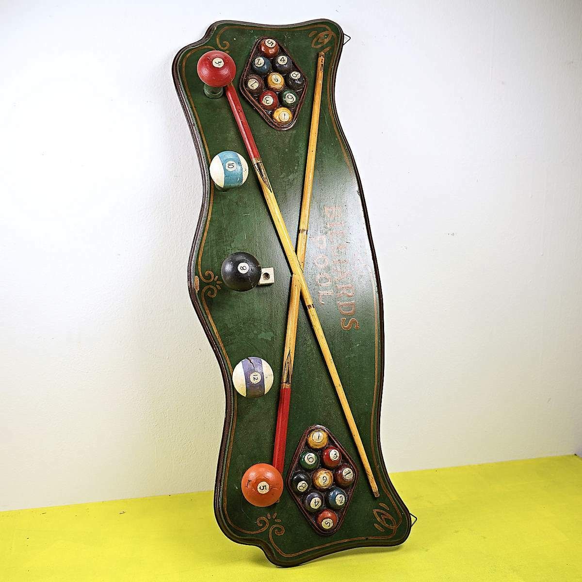 Vintage Wooden Coat Hanger, Billiards Pool