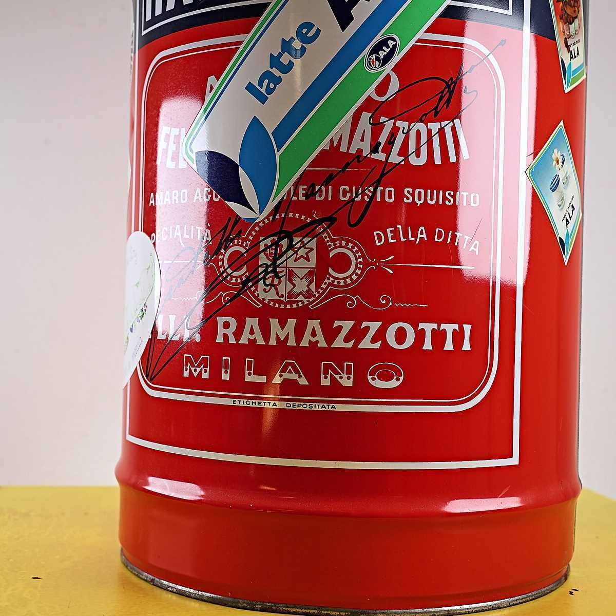 Amaro Ramazzotti Vintage Tin Bin photo furniture