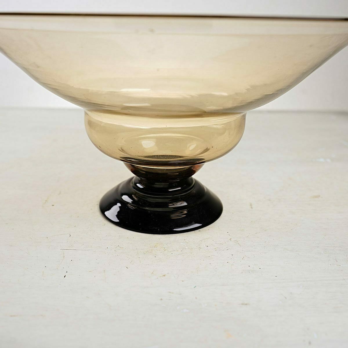 Handmade Vintage Glass Centerpiece With Black Base photo furniture