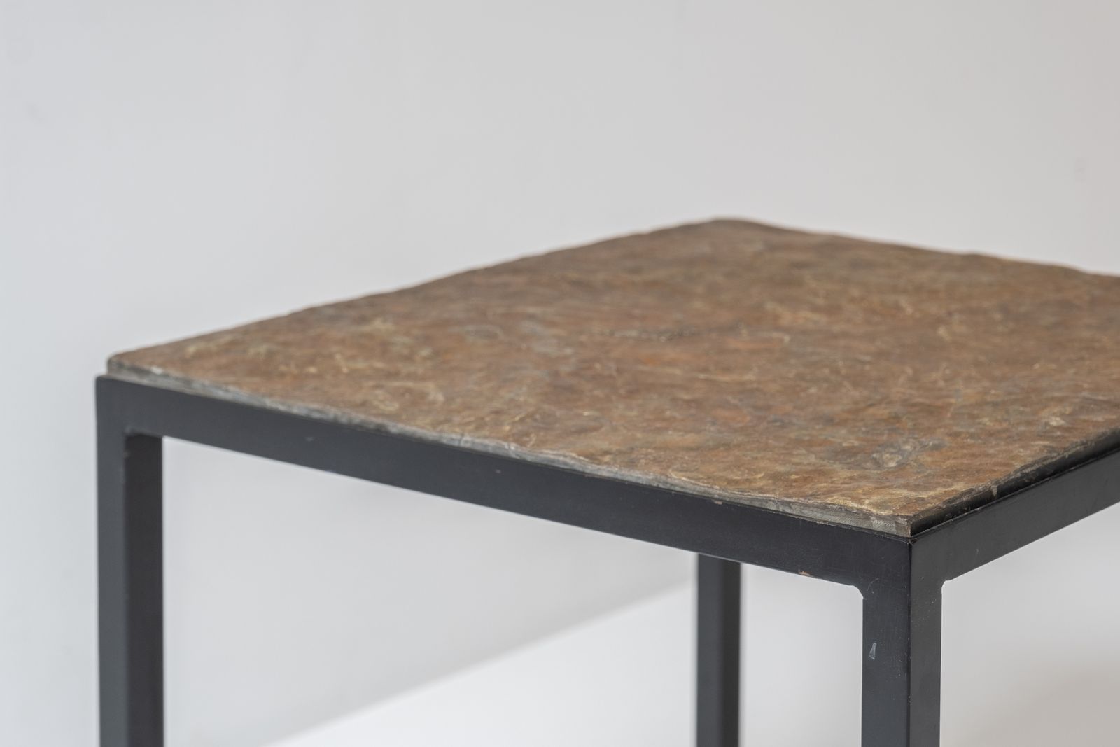 Set Of 2 Identical Square Slate Stone Coffee Table From The 1950’s. photo furniture
