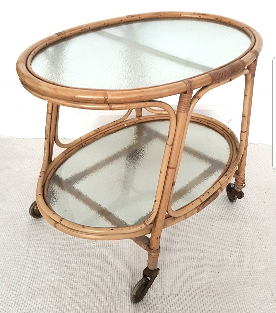 Mid Century Angraves Bamboo Drinks Trolley, Plant Display, Bar Cart. photo vintage