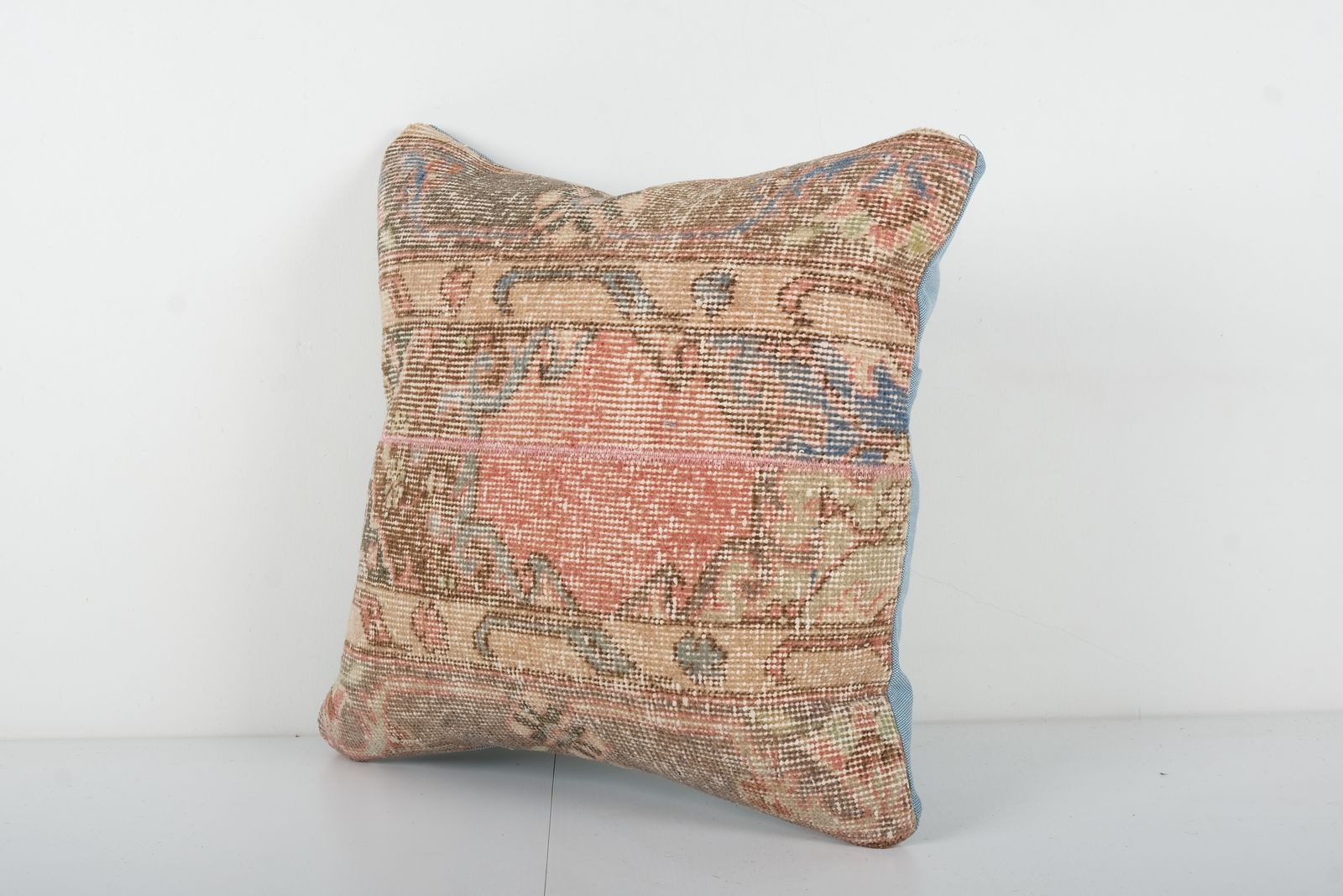Anatolian Geometric Carpet Pillow Cover, Handknotted Wool Handmade Turkish Cover photo Textiles