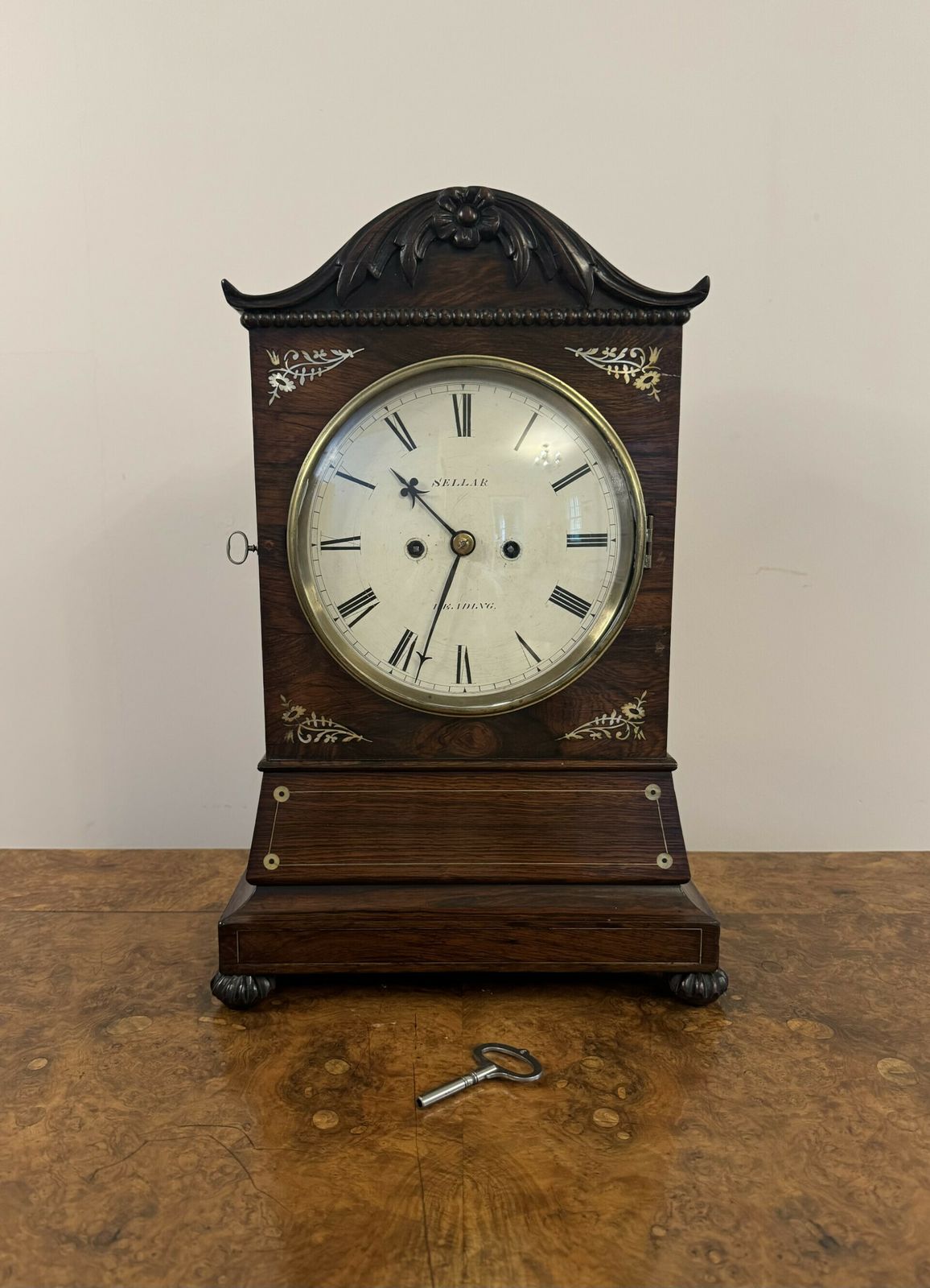 Superb Quality Antique Regency Rosewood Inlaid Bracket Clock By Seller Of Reading photo vinterior