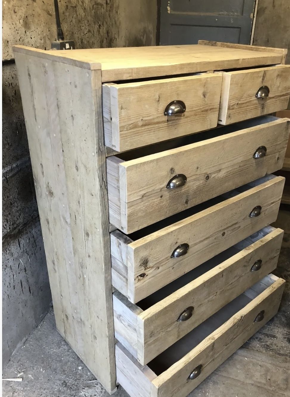 Reclaimed Hand Made Chest Of Draws ( Raw Clear Wax Finish ) photo vinterior