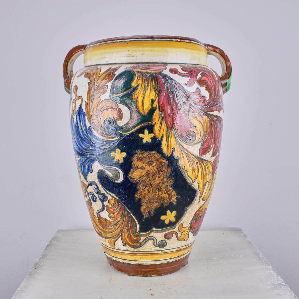 Glazed Terracotta Vase With Floral Motif photo Home Decor