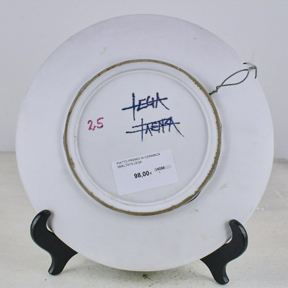 Glazed Ceramic Prize Plate Lega Faenza Fci Coni Emilia Dino Danielli Trophy 1981 photo furniture
