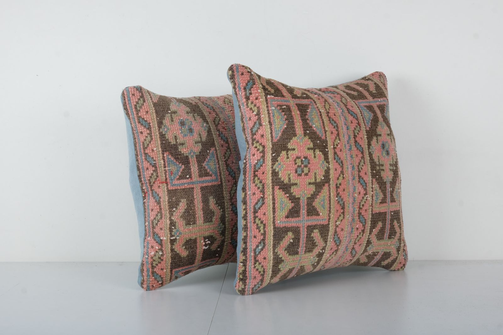 Pair Anatolian Carpet Pillow Case, Set Of Two Muted Oushak  Cover photo for sale