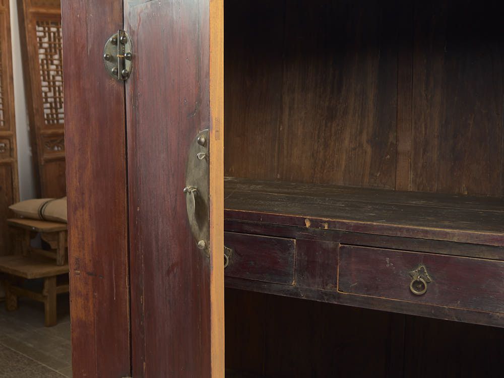 photo furniture Antique Burgundy Red Wardrobe (China, C.1900)