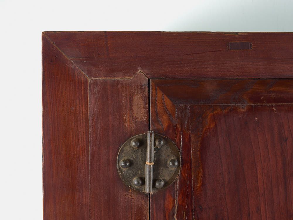 Furniture Antique Burgundy Red Wardrobe (China, C.1900) photo