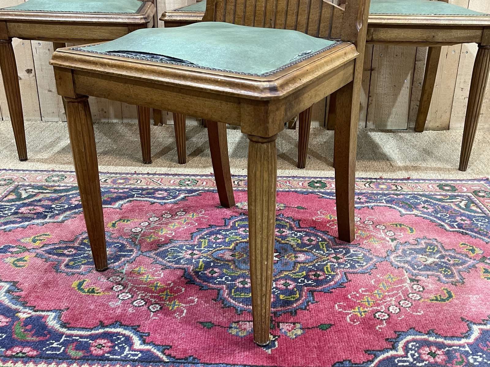 Set Of 4 Art Deco Chairs In Walnut And Skai Seat From The 1930s photo Furniture