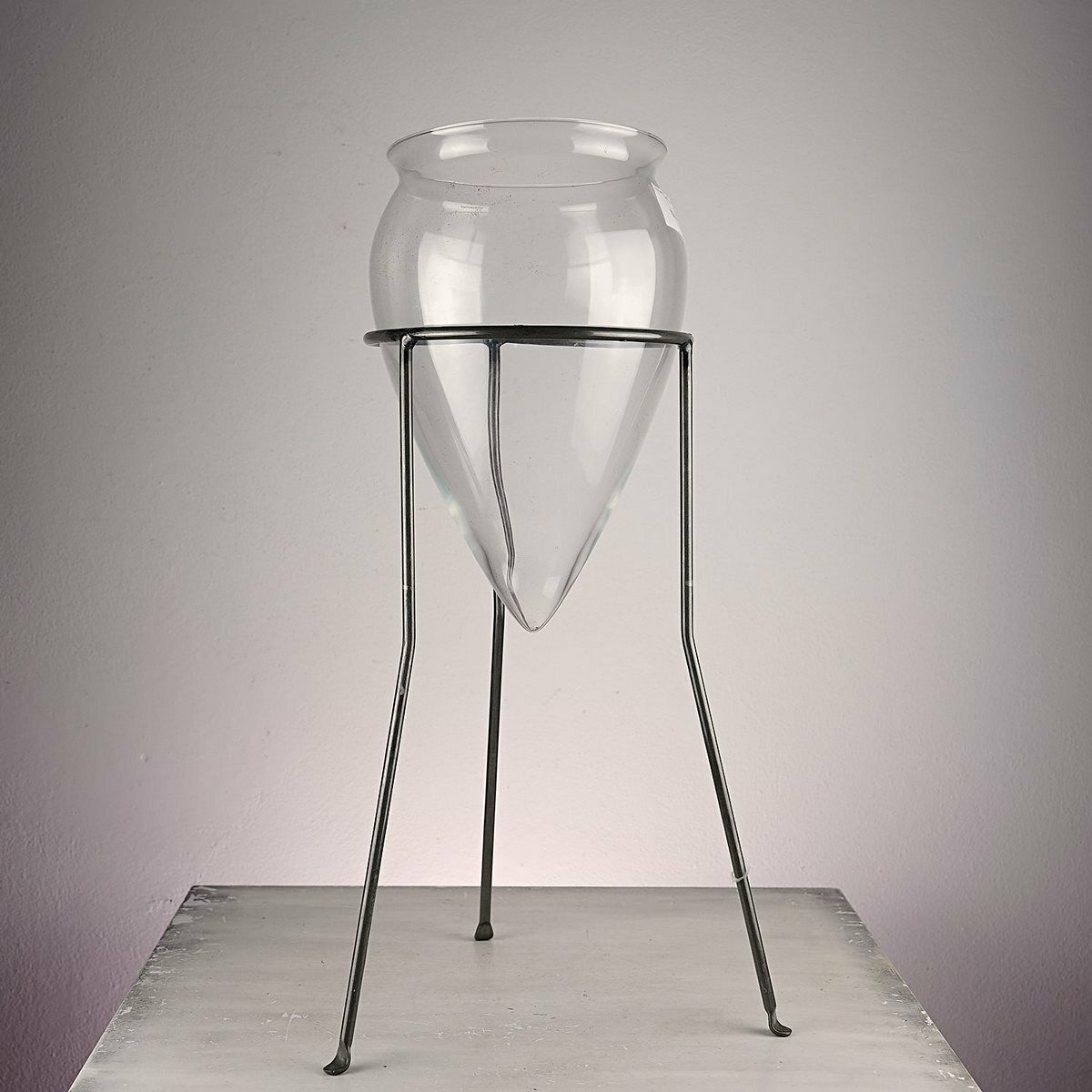 Glass Vase With Metal Pedestal