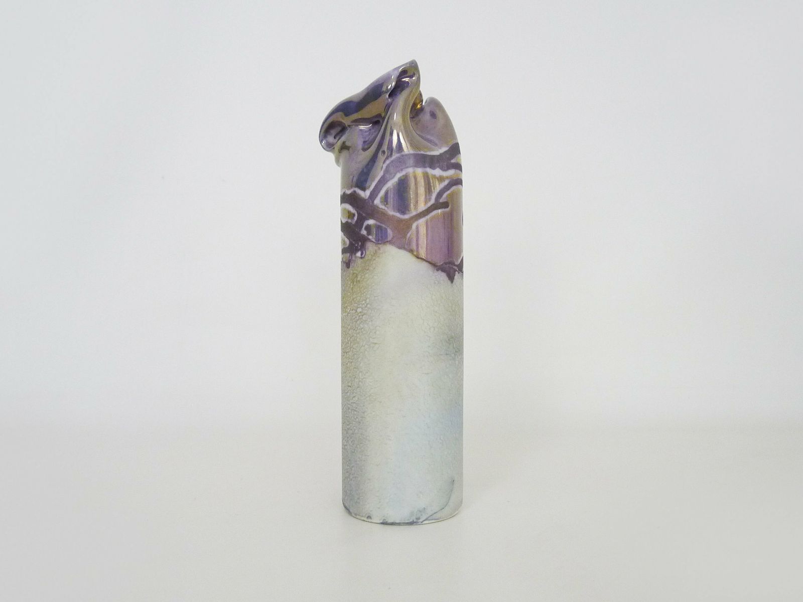 Joseph Bougère Iridescent Purple Pink Ceramic Vase Signed Jb 1989 photo furniture
