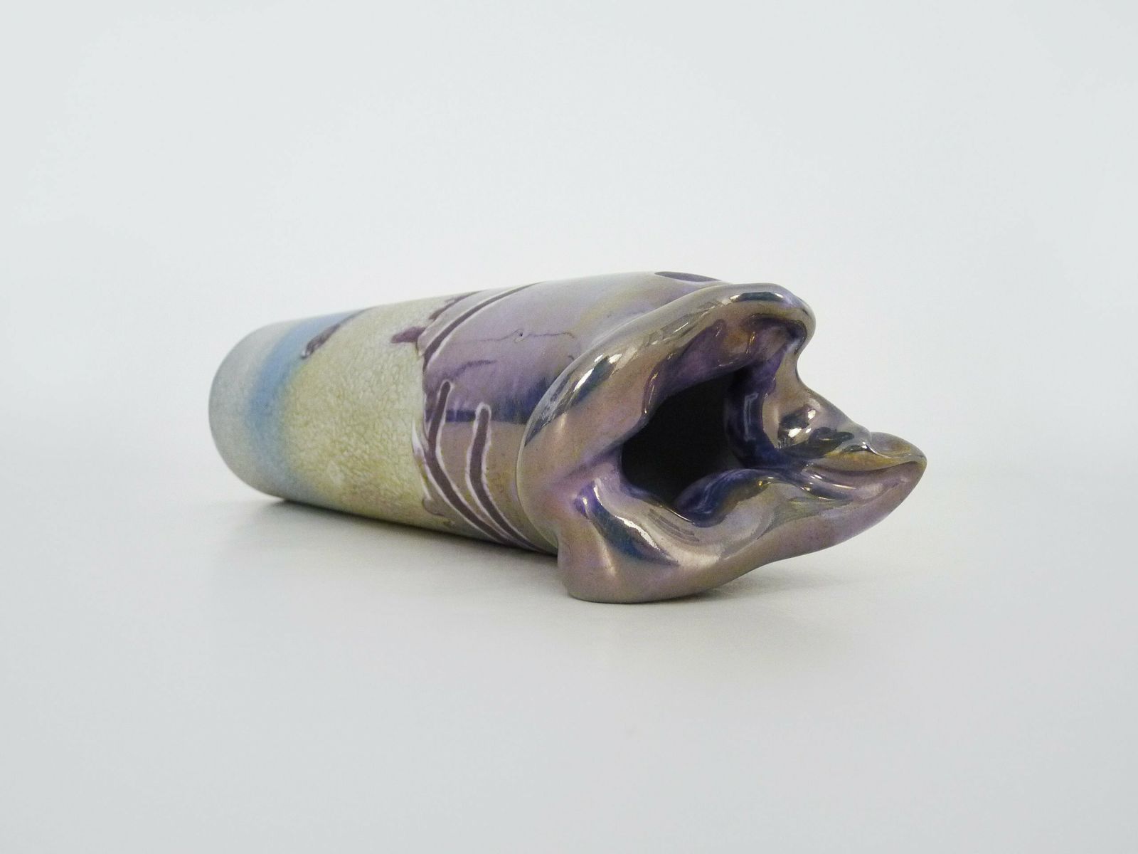 Joseph Bougère Iridescent Purple Pink Ceramic Vase Signed Jb 1989 photo buy