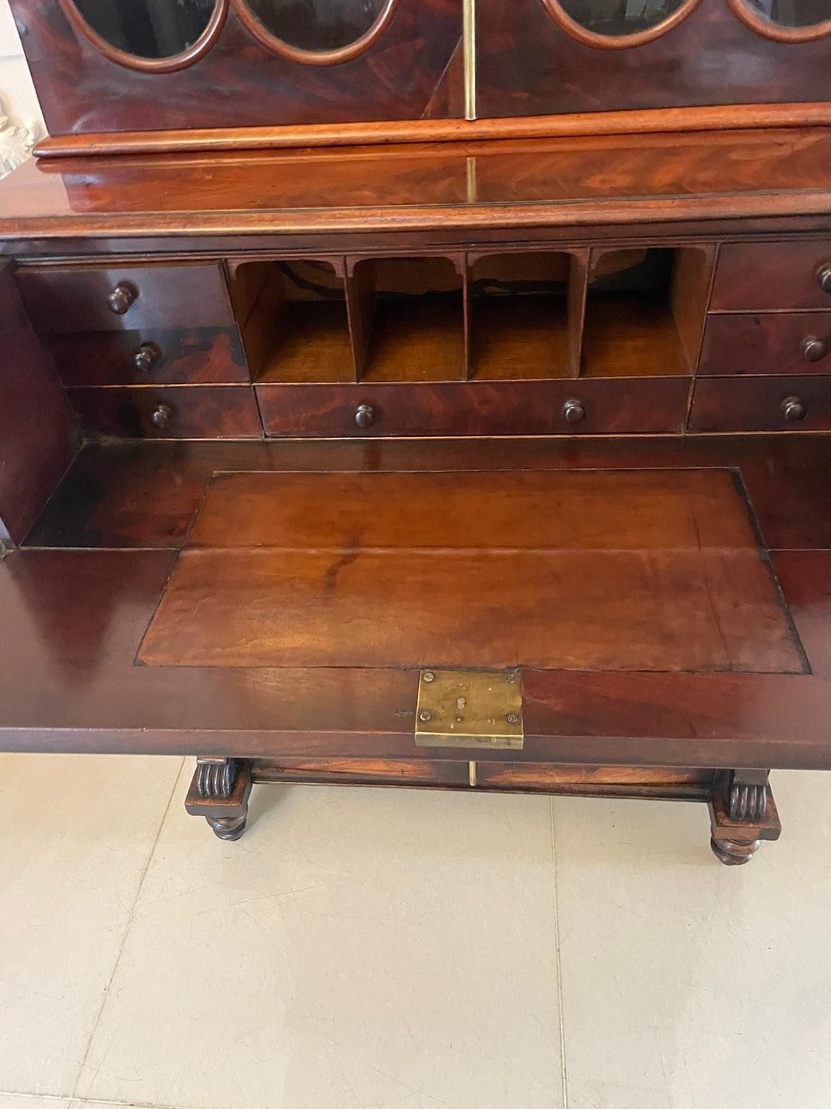 Small Antique Quality Figured Mahogany Secretaire Bookcase photo furniture