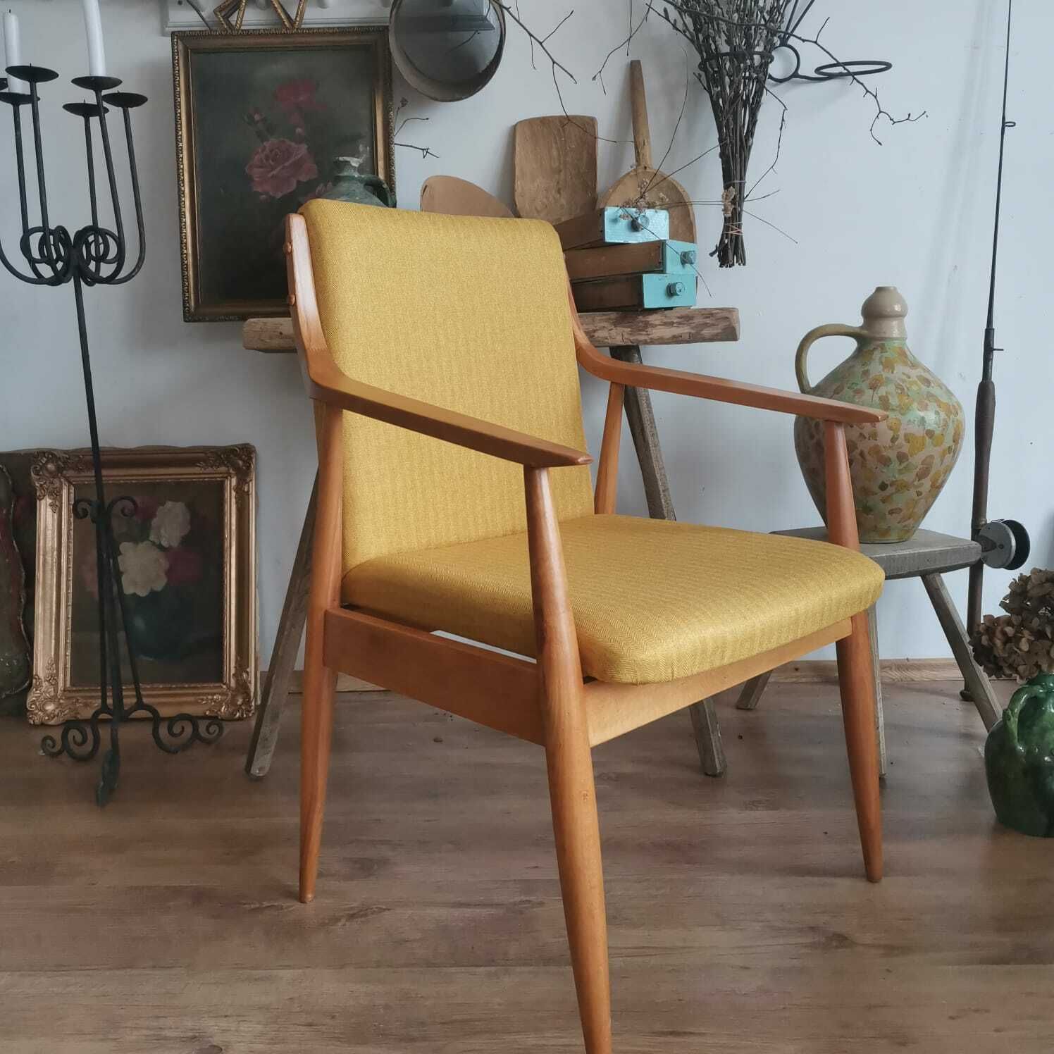 Mid Century Austrian Hand Made Chair From Oak. 1940s