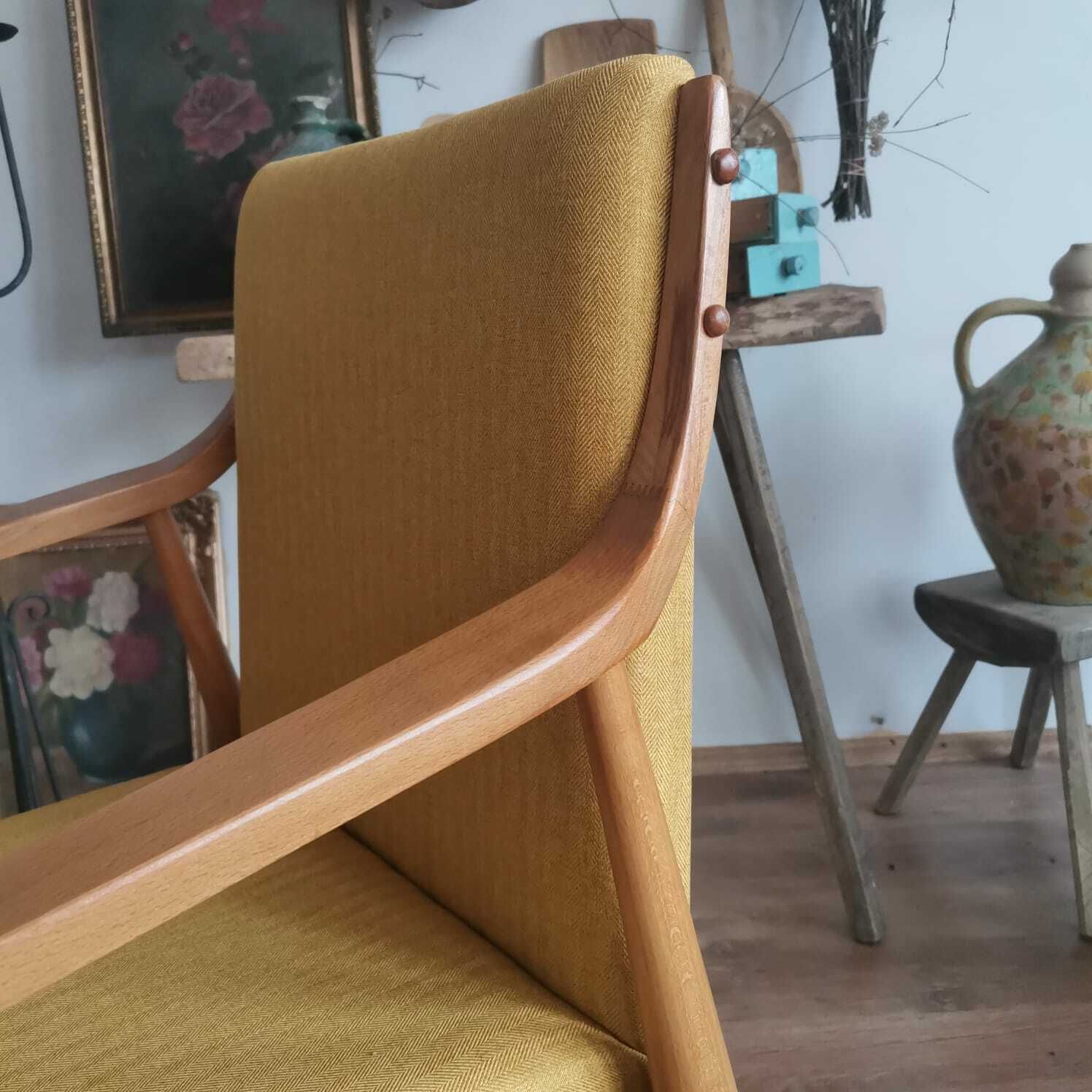 photo furniture Mid Century Austrian Hand Made Chair From Oak. 1940s