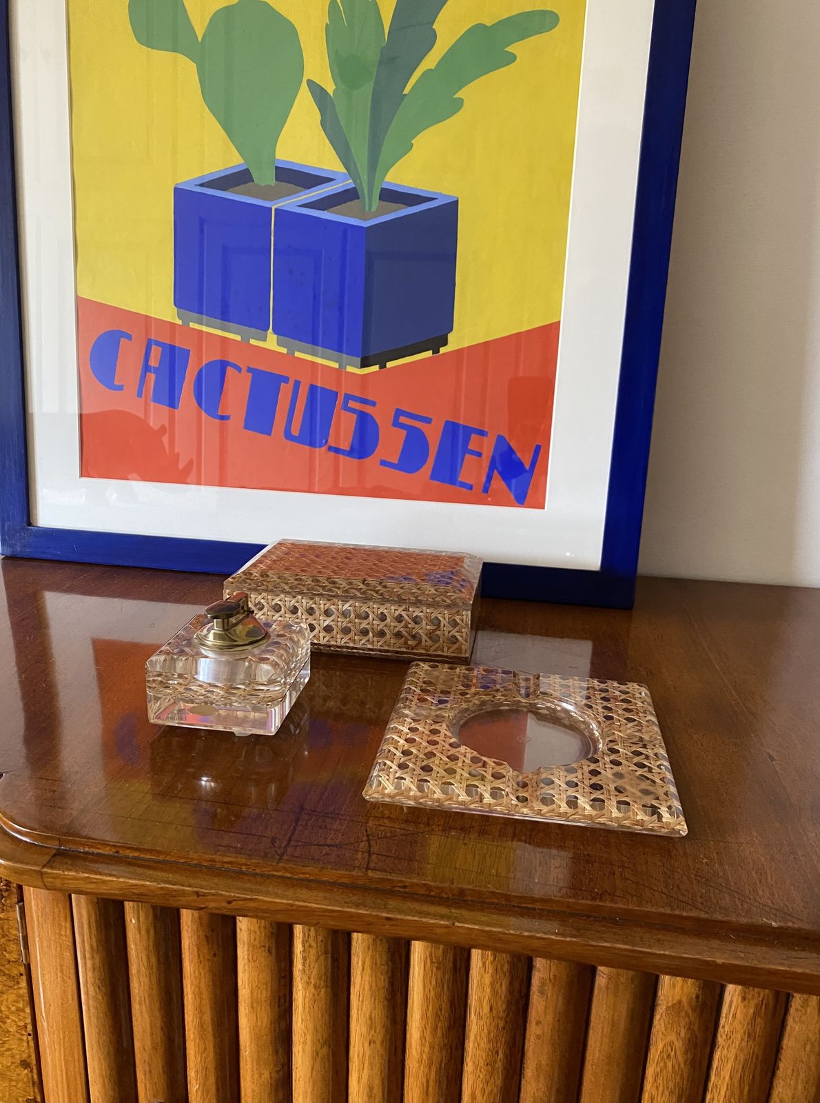 Hollywood Regency Smoking Set, Lucite And Vienna Stray, Italy 1970 photo for sale
