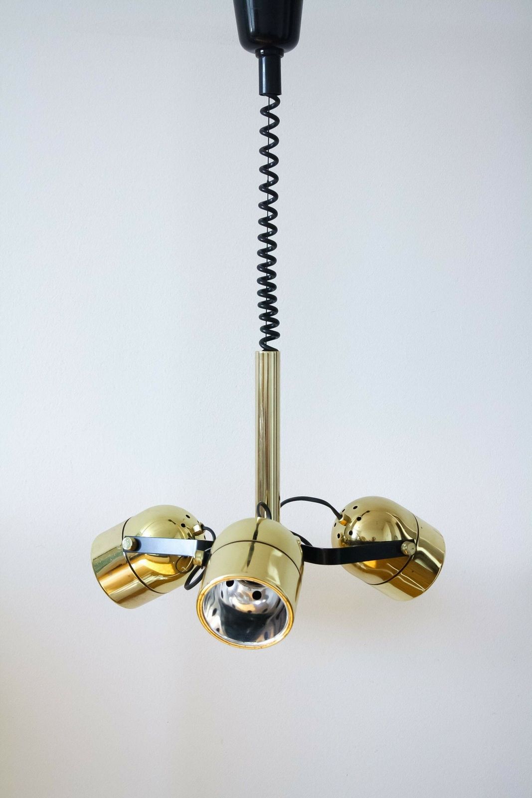 Mid Century Pendant Light / 70s Brass Space Age Lamp / Vintage Sputnik Brass Lamp / Mid Century Lighting / Yugoslavia / Modernist Lamp Light