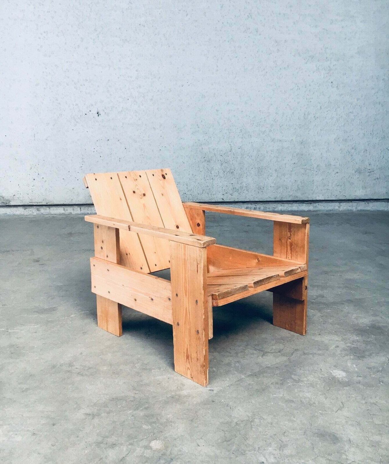 De Stijl Movement Dutch Design Pine Crate Chair By Gerrit Rietveld photo Meubels