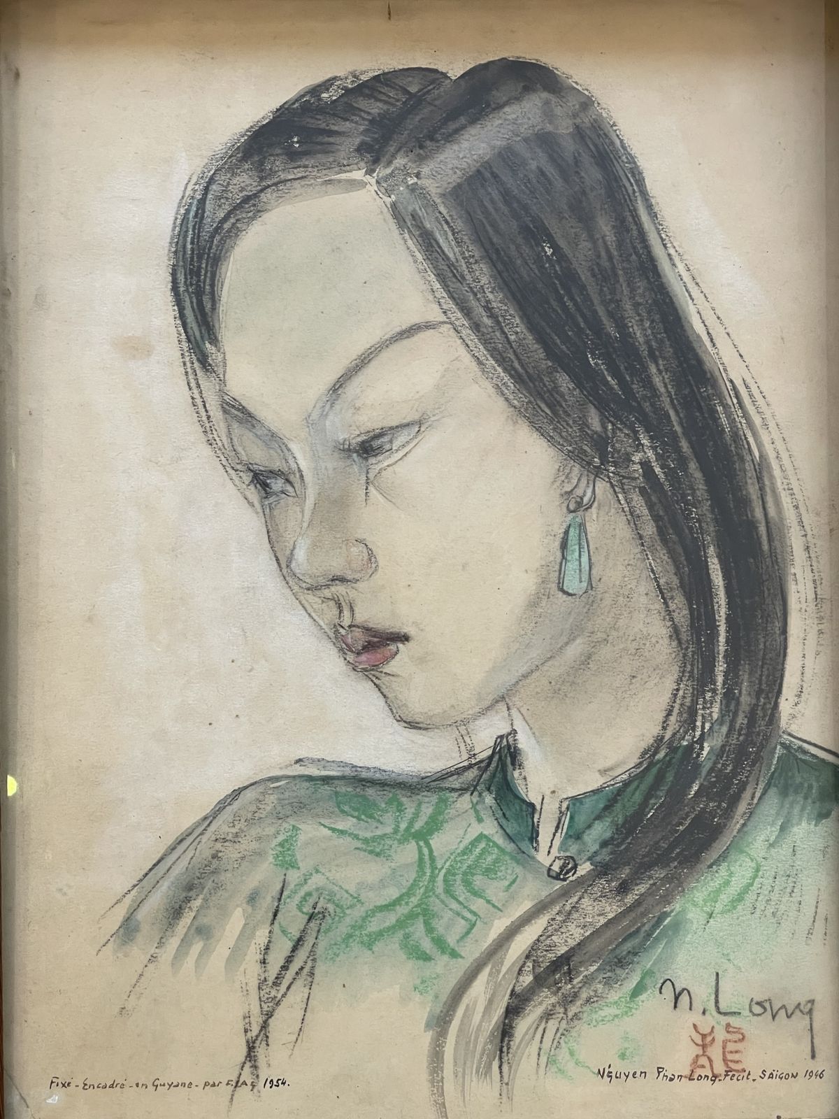 N’guyen Phan Long, A Pair Of Drawings On Paper, 1946 photo for sale