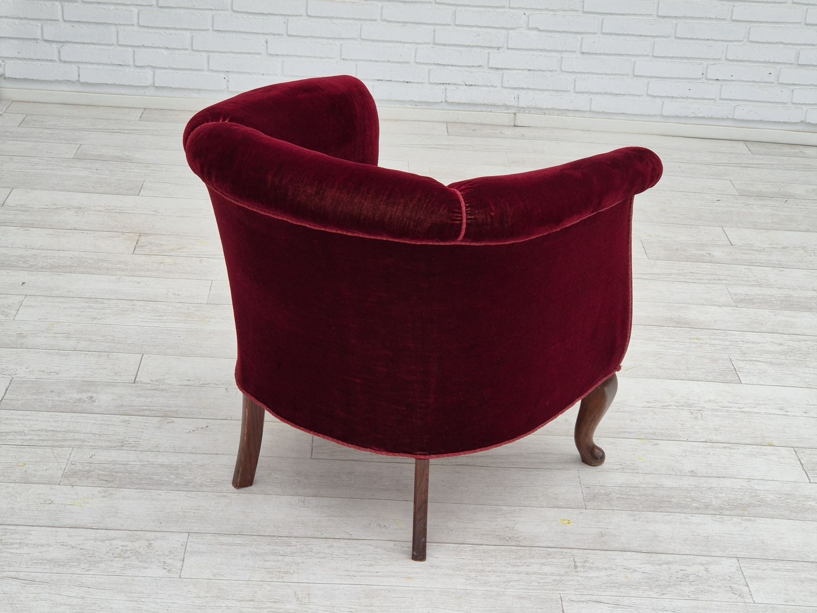 1960s, Danish Lounge Chair, Furniture Velour, Original Condition, Beech Wood Legs. photo vintage