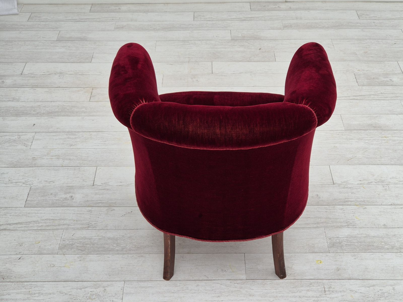 photo furniture 1960s, Danish Lounge Chair, Furniture Velour, Original Condition, Beech Wood Legs.