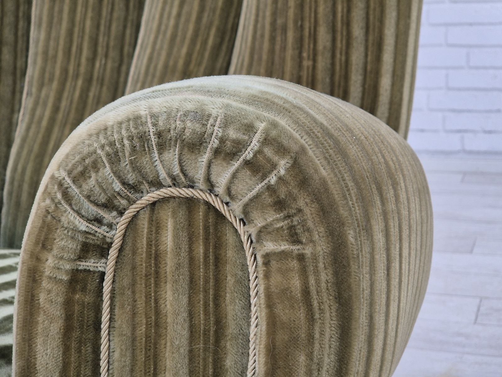 1960s, Danish Highback Relax Armchair, Original Condition, Green Furniture Velour. photo buy