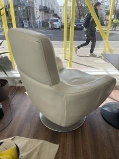 Cream Leather 60s Retro Design Swivel Armchairs X 2 photo buy