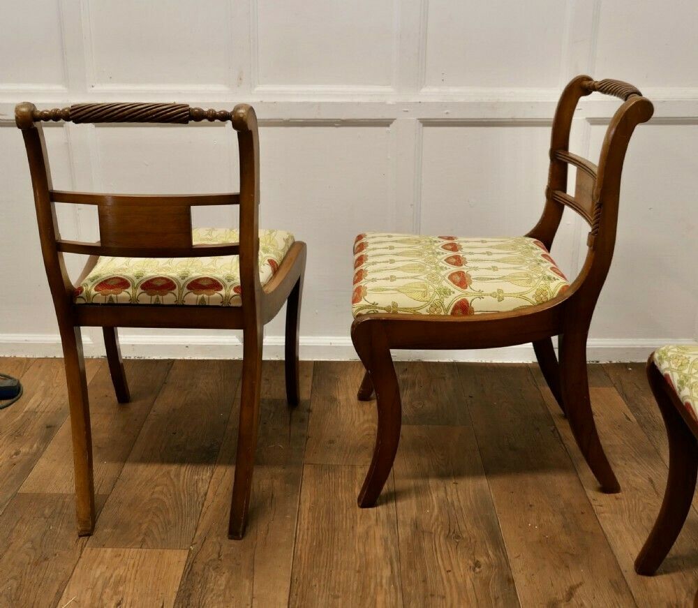 Set Of 4 Art Nouveau Walnut Dining Chairs photo vinterior