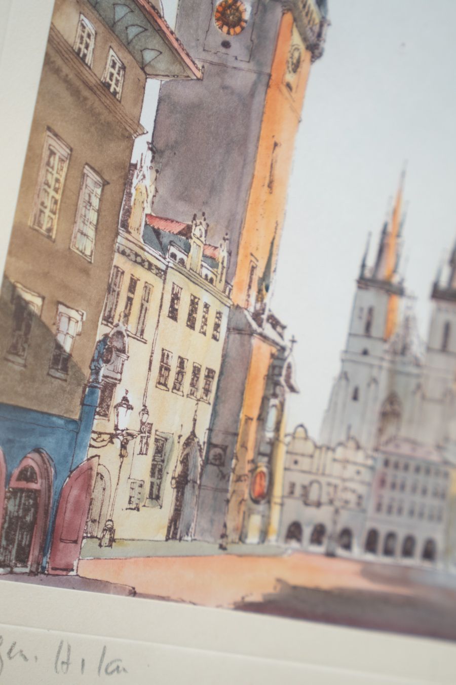 Picture Prague, Old Town Square, Gold Leaf. 1970 1980 photo vintage