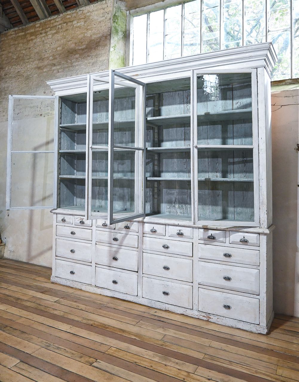 photo vinterior 19th Century French Painted Glazed Bibliothèque Cabinet   Bookcase