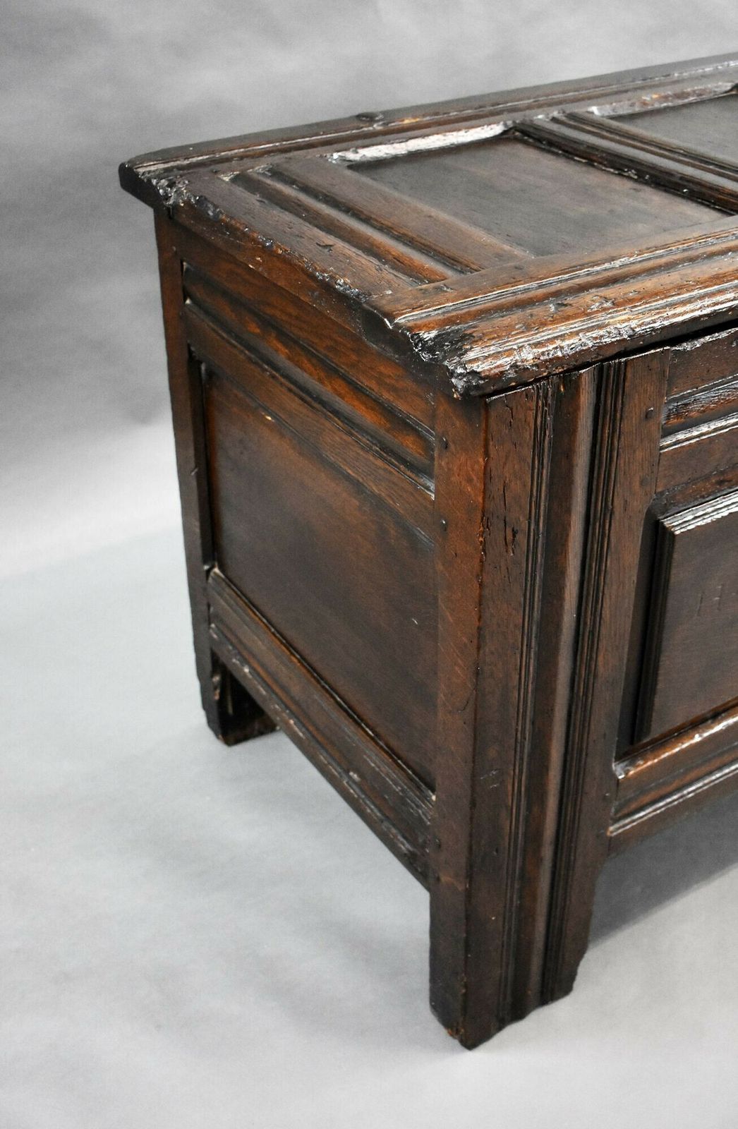 17th Century Oak Marriage Chest photo vintage
