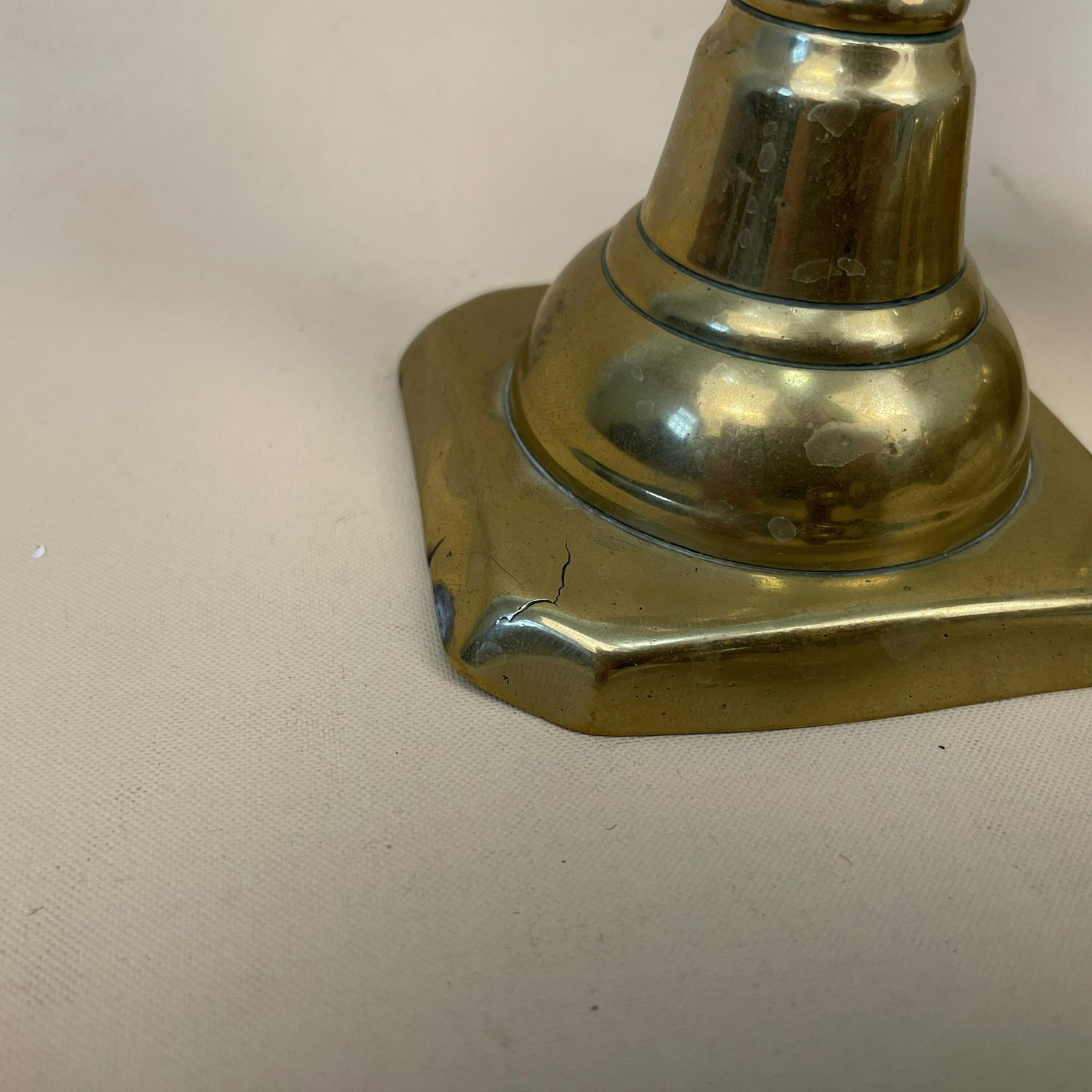 Antique Matching Pair Of Gold Solid Brass Metal Candlestick Candle Stick Vintage Column Taper Dinner Candlesticks Square Base Set Table Top photo buy