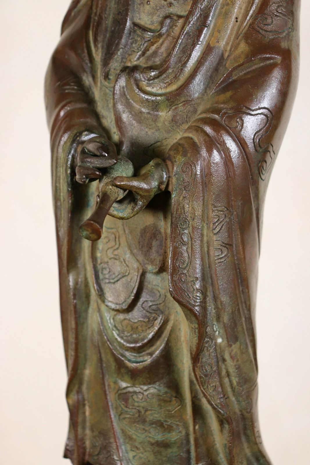 Bronzen Guanyin Lamp Met Lotusvormige Kap, Jaren 1970 – Hollywood Regency (St.169) photo 353.0
