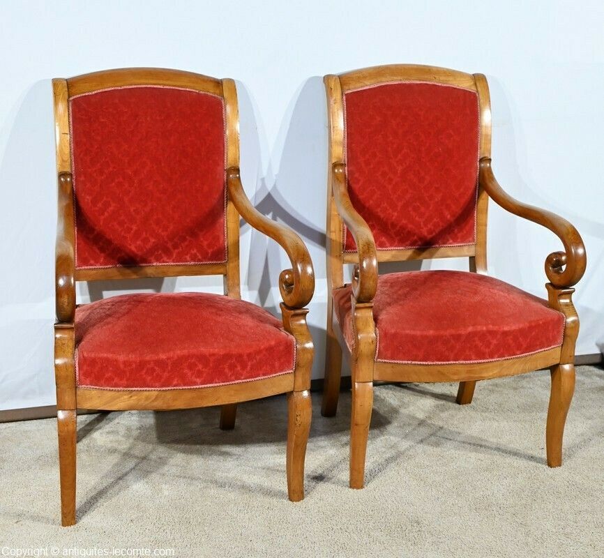 Pair Of Cherry Wood Armchairs, Louis Philippe Period – 1st Part 19th