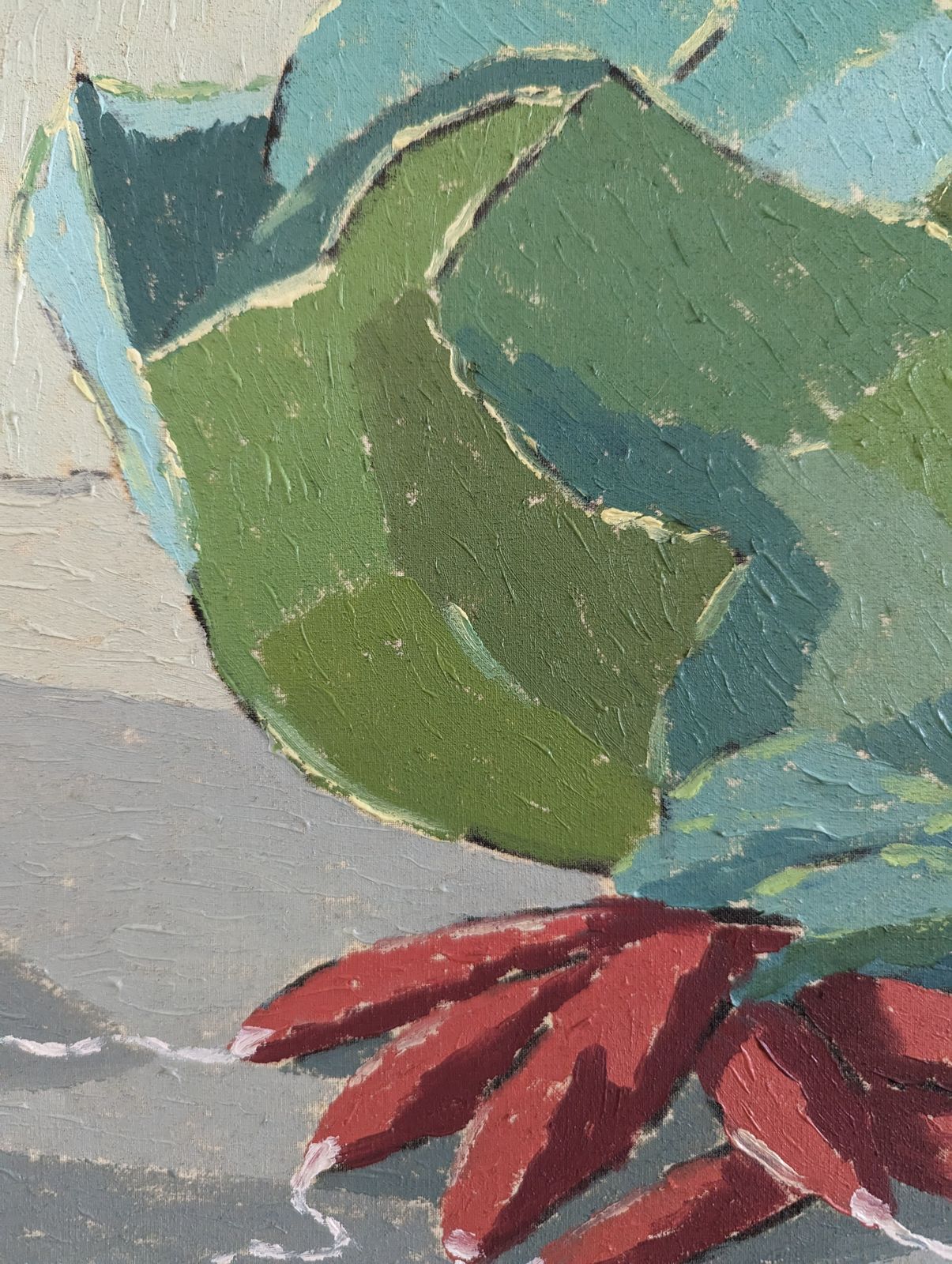Art Oil Painting Still Life With Vegetables, 1960s photo