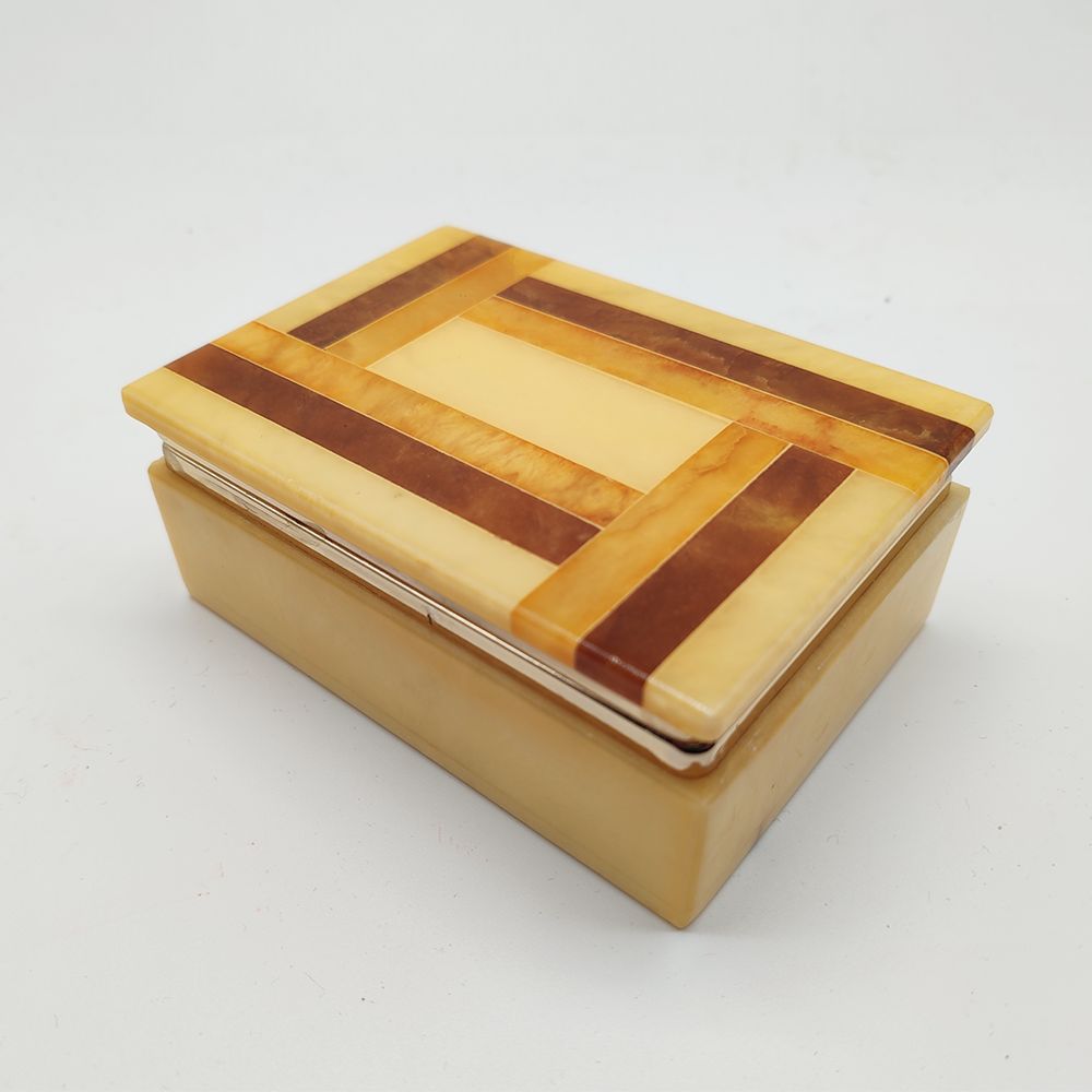Vintage Box / Jewelry Box In Hand Carved Alabaster. Made In Italy   1970s photo for sale