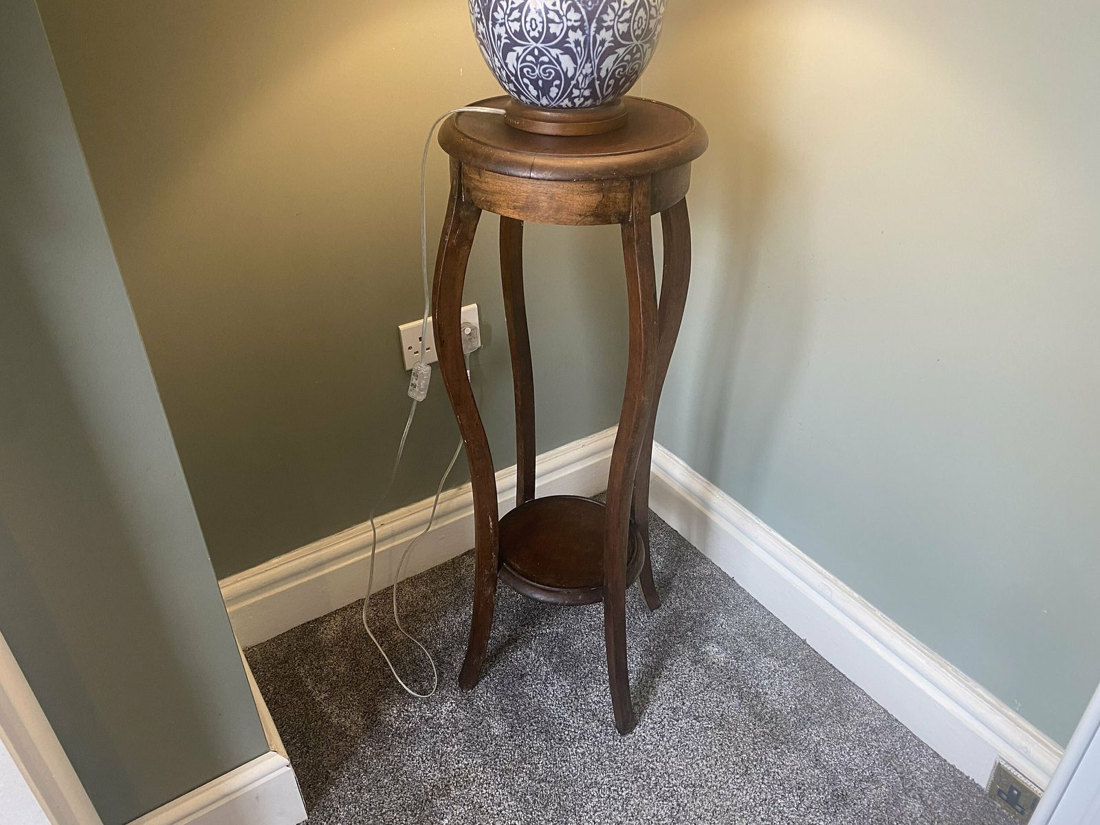 Antique Edwardian Two Tier Oak Plant Stand
