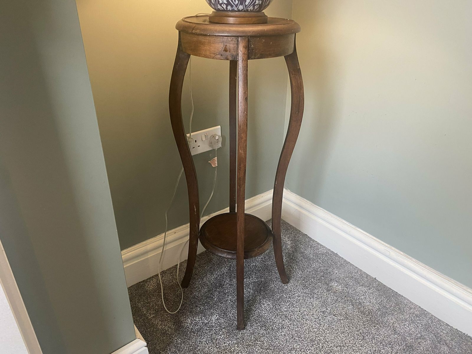 Antique Edwardian Two Tier Oak Plant Stand photo furniture