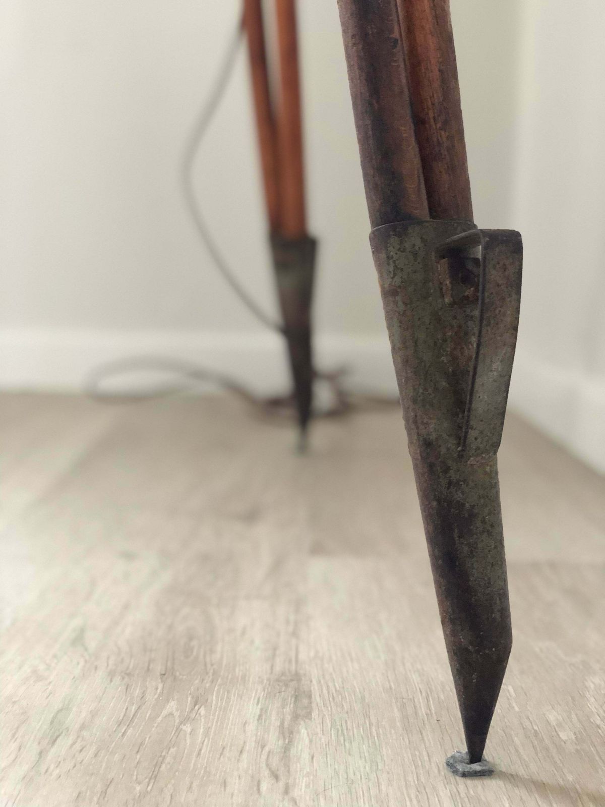 Antique Industrial Brass Floor Lamp On Tripod Surveyor Base 1920s photo buy