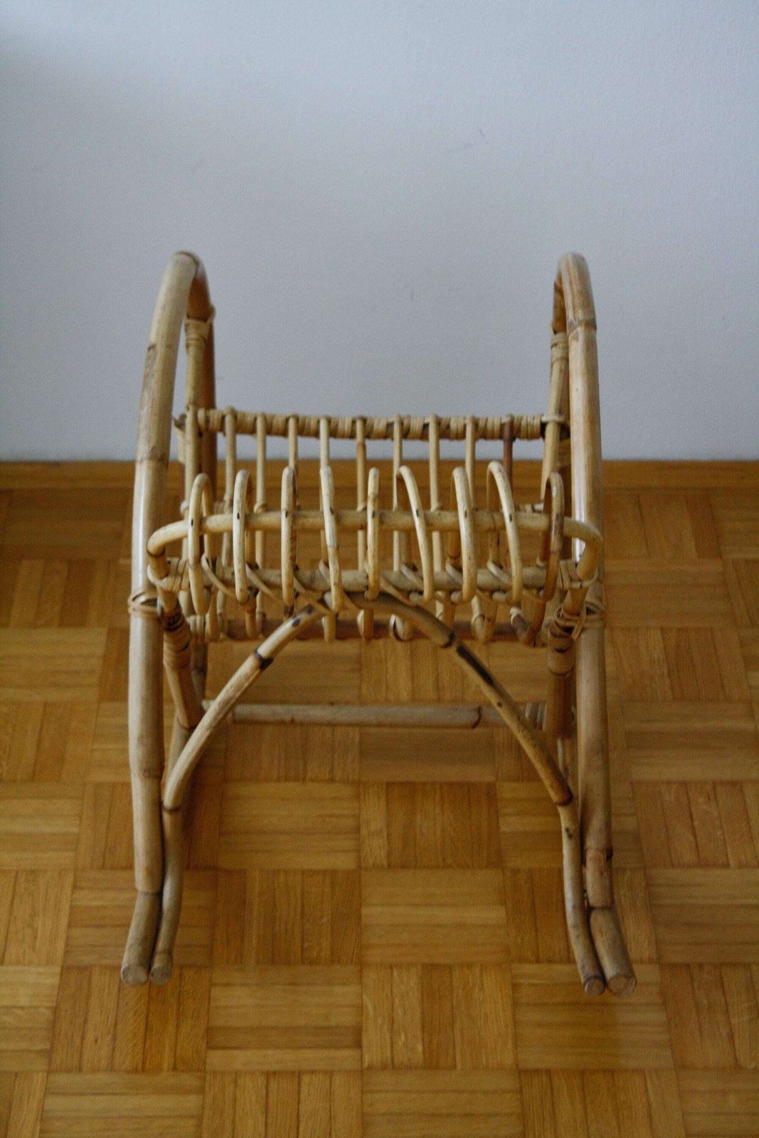 photo furniture Vintage Franco Albini Kids Wicker Bamboo Rocking Chair / Children's Rattan Rocking Chair / 70s Italy / Mid Century Rattan Wicker Furniture
