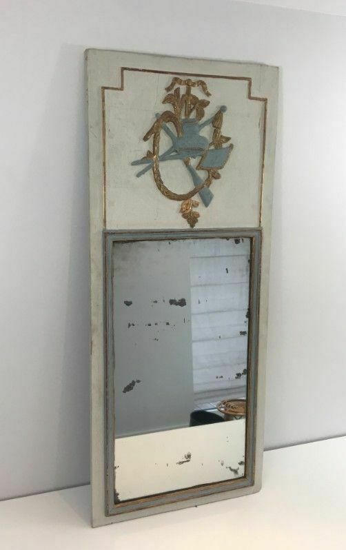Louis XVI Style Mirror In Patinated Carved Wood photo Home Decor