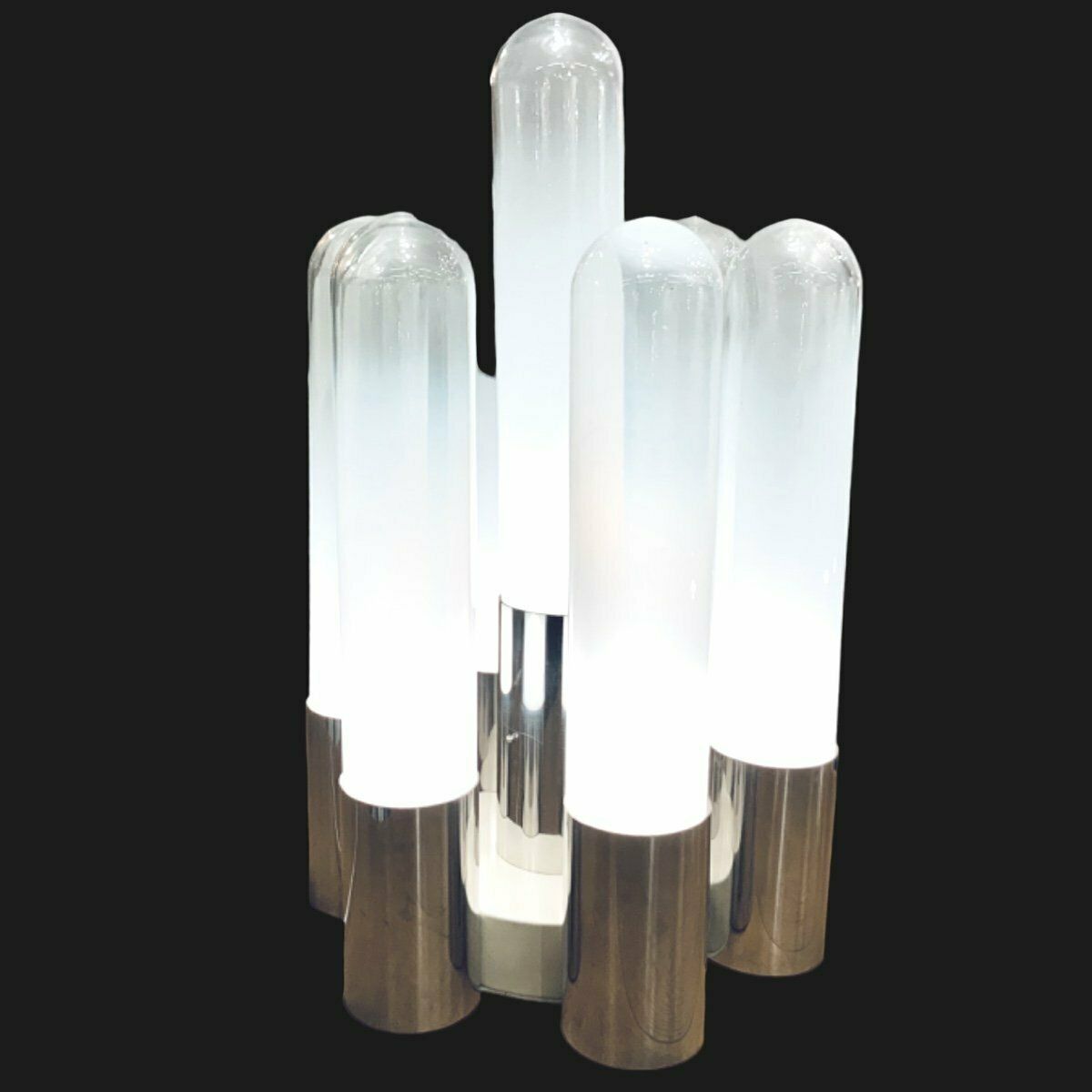 1970s Italian Table Lamp In Chrome And Opalescent Glass By Carlos Nazon photo 4500.0