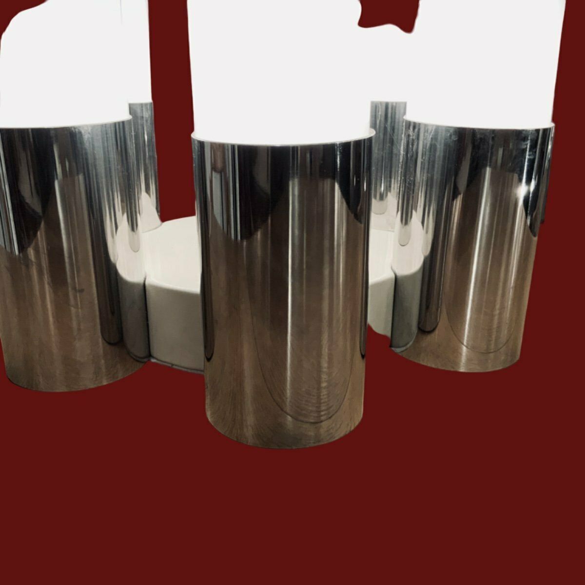 Lighting 1970s Italian Table Lamp In Chrome And Opalescent Glass By Carlos Nazon photo