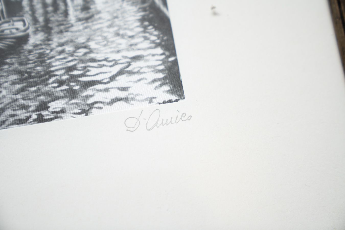 Pair Of Antique Venice Silkscreens With Gilded Frame, Rio Del Lovo, Signed D'amico,  1970 1980 photo buy