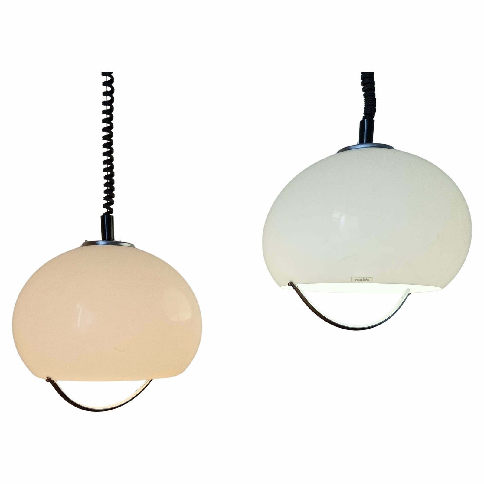 Set Of Two Midcentury Pendants Meblo, Harvey Guzzini, Space Age, Italy, 1970s