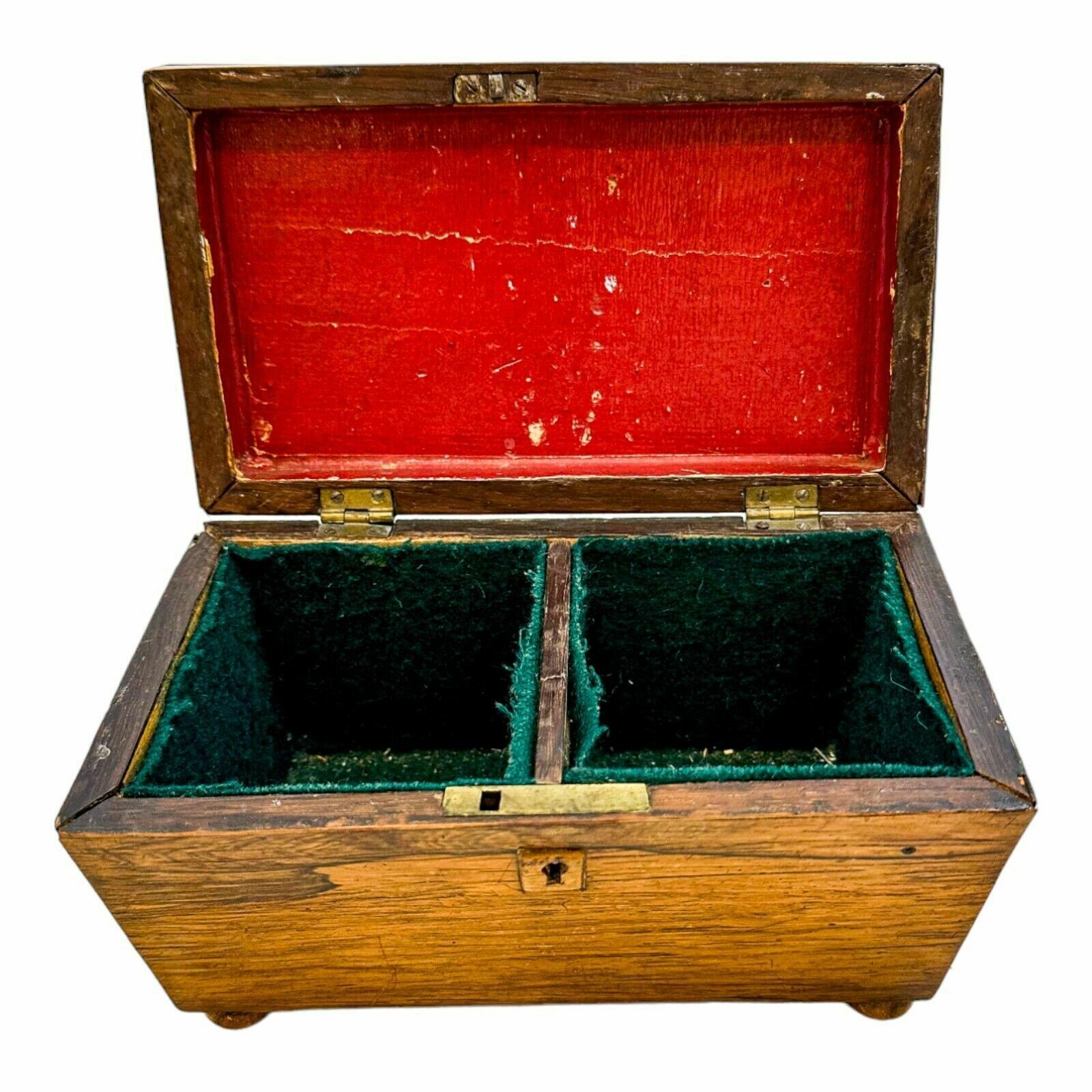 photo for sale Antique Victorian Mahogany Sarcophagus 2 Section Small Tea Caddy / Jewellery Box