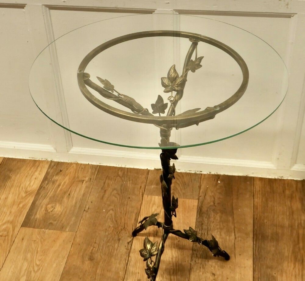 Petite French Toleware And Glass Wine Table photo for sale