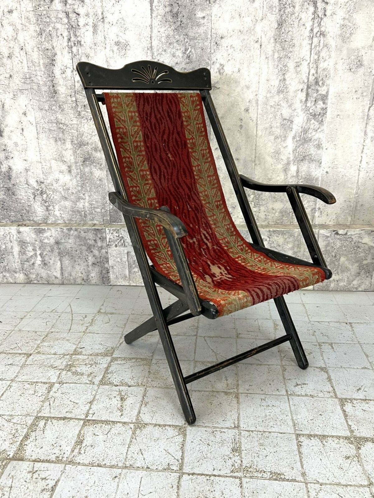 Napoleon III Ebonsied Tapestry Deck Chair photo furniture