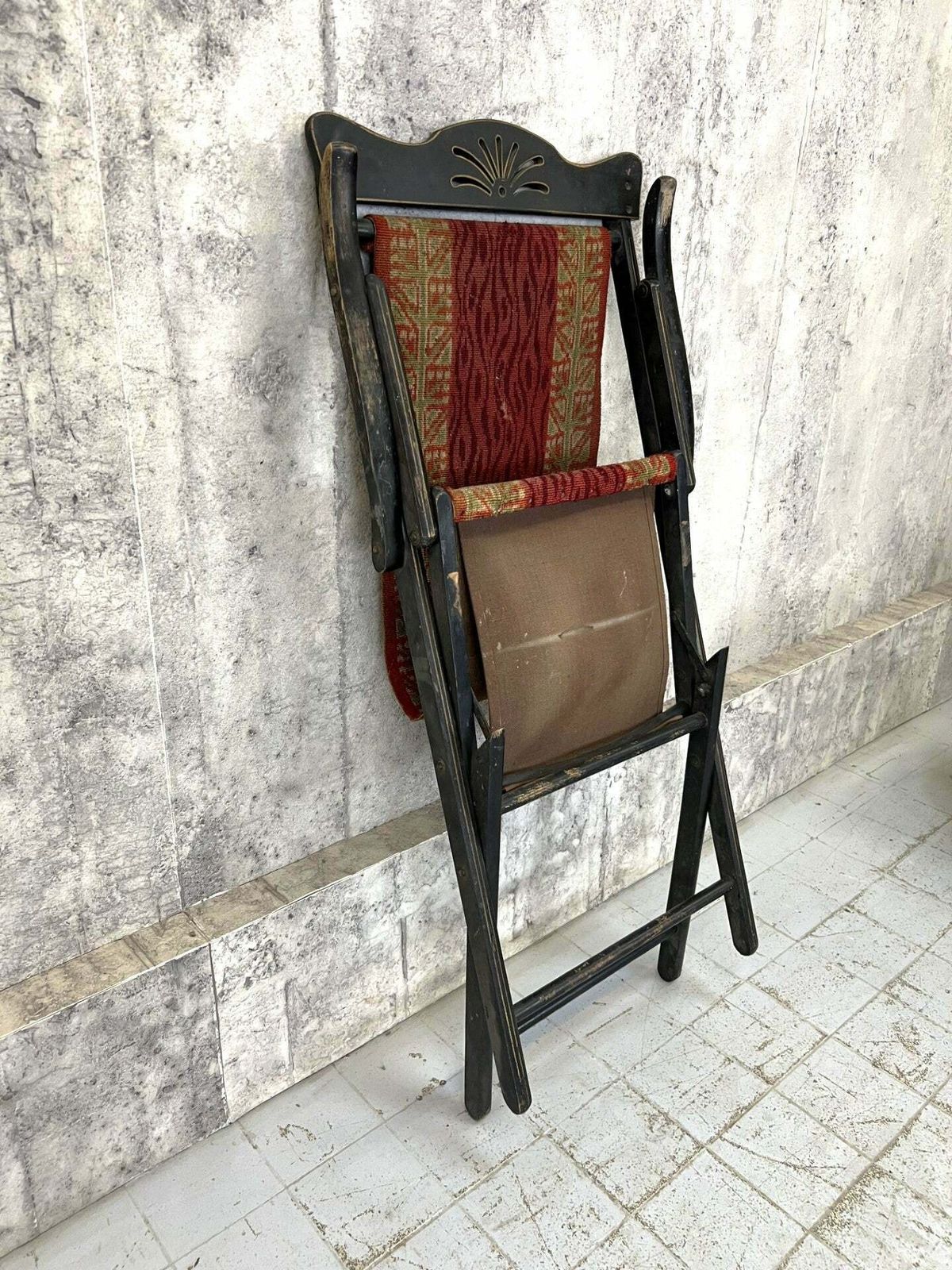 Furniture Napoleon III Ebonsied Tapestry Deck Chair photo